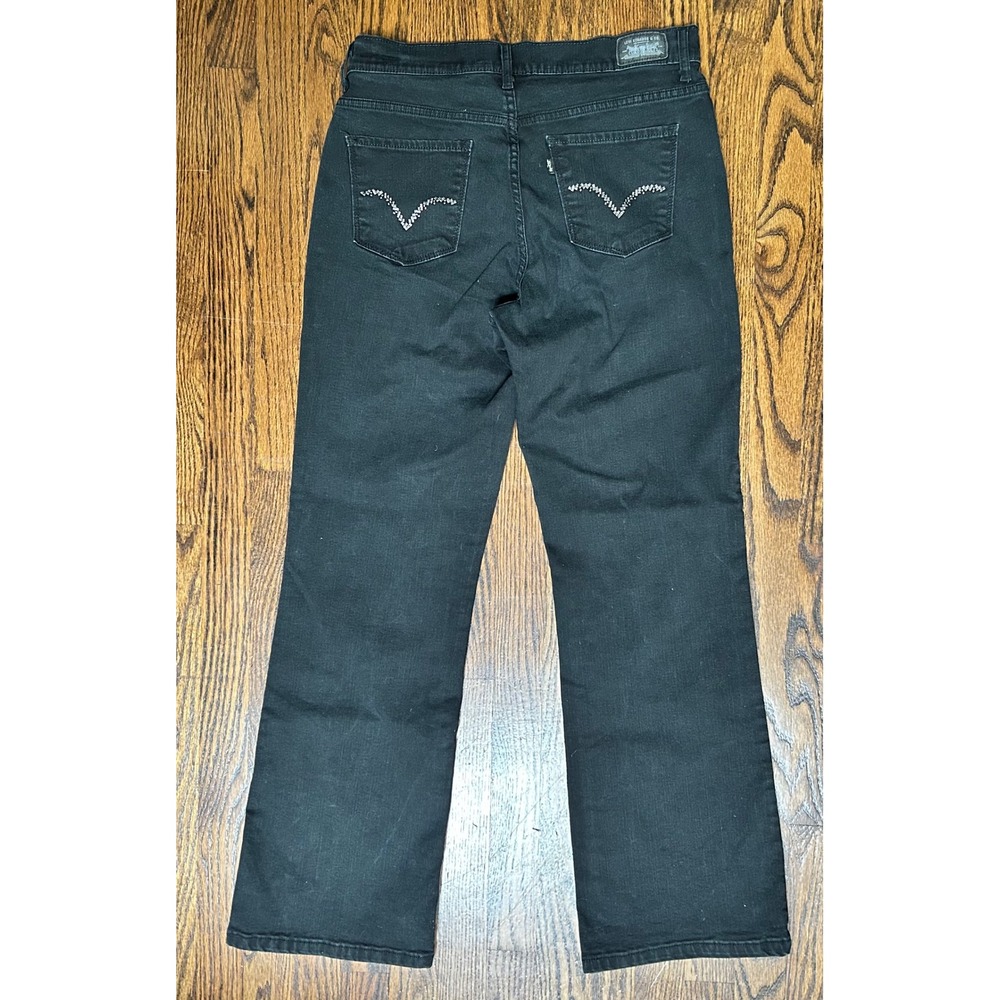 Levis Perfectly Slimming Bootcut Jeans Black Embellished Pockets Size 12M